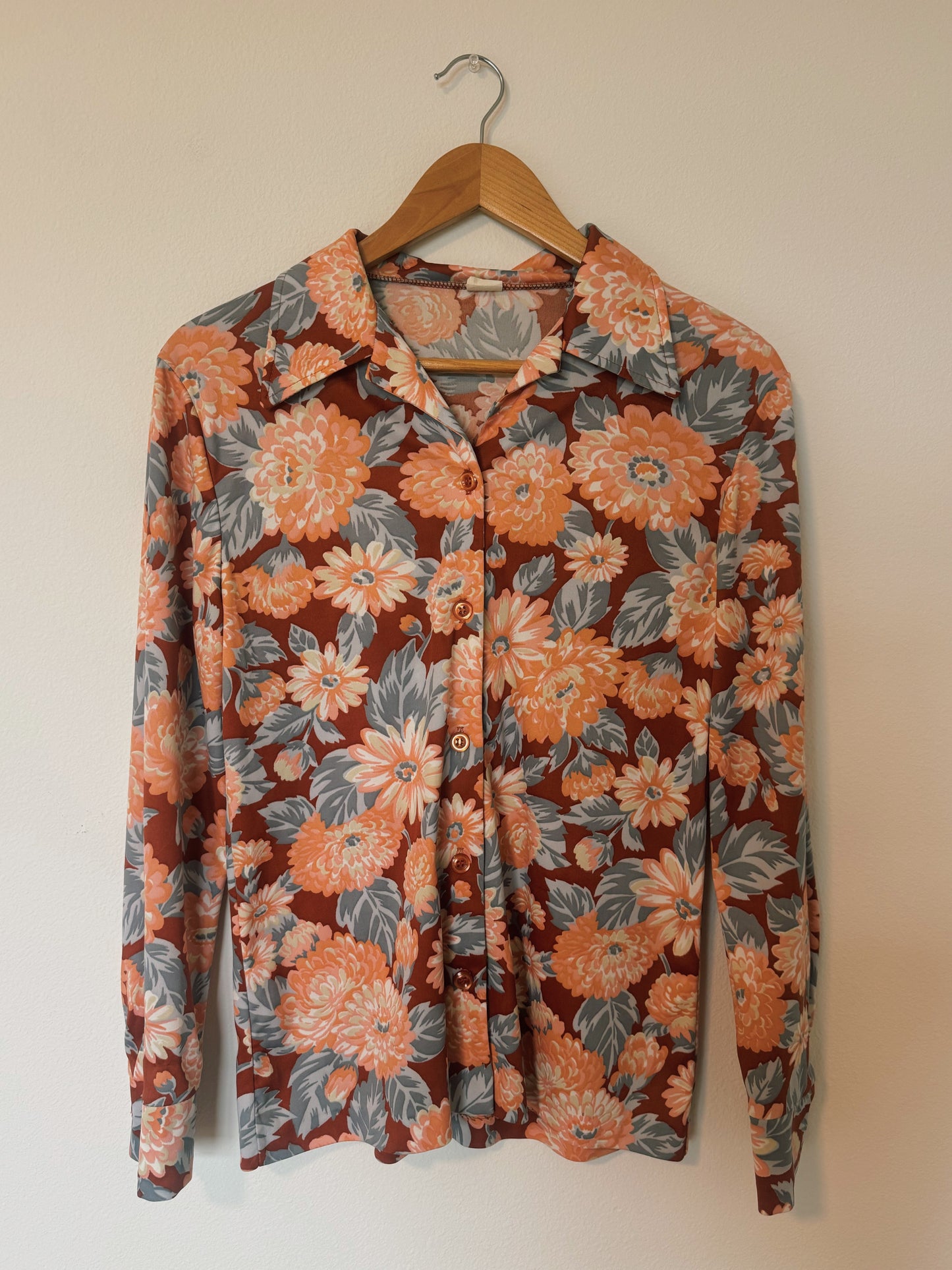 70s Just Peachy Button Up Top