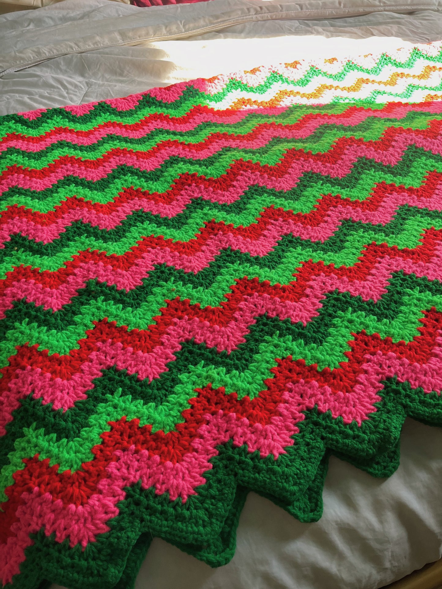 Vintage Afghan Knit Blanket