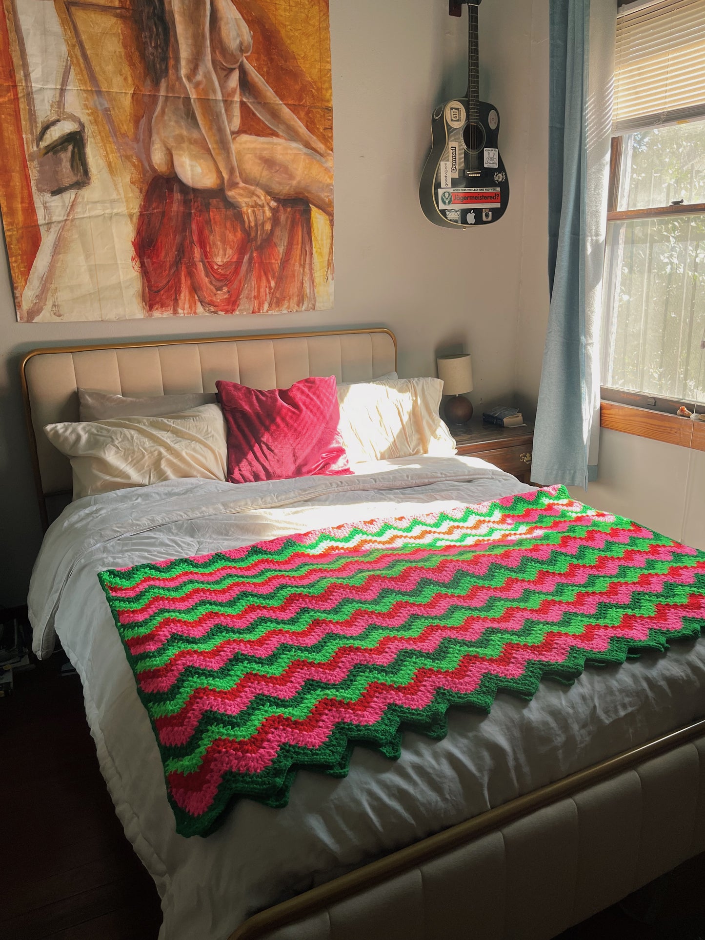 Vintage Afghan Knit Blanket