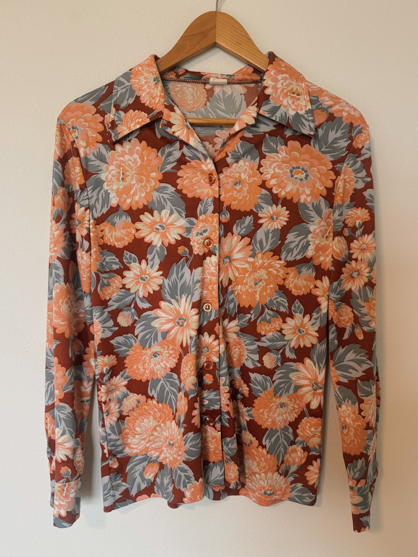 70s Just Peachy Button Up Top