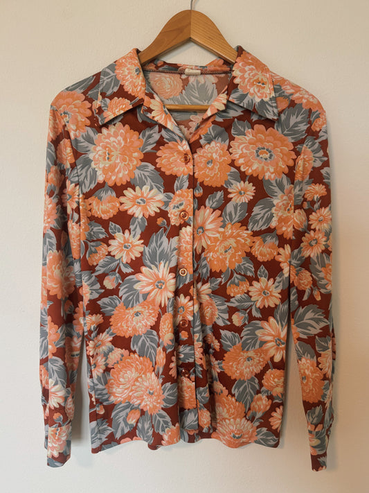 70s Just Peachy Button Up Top