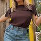 90s Brown Split Sleeve Top
