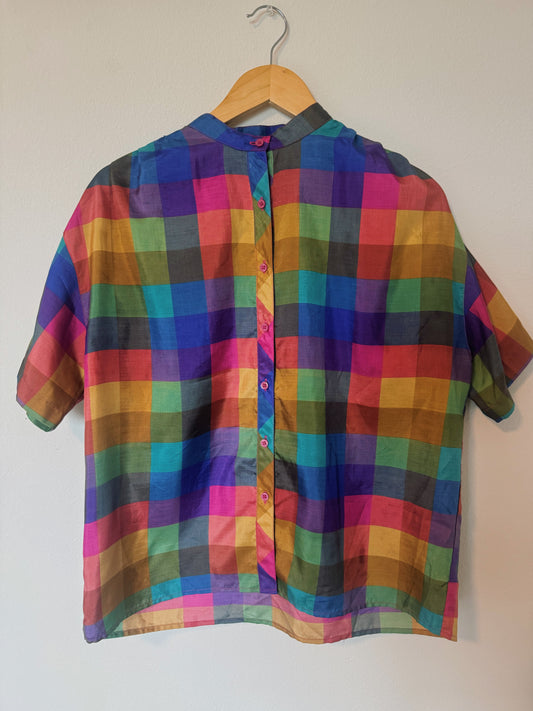 80s Jewel Toned Checkered Top