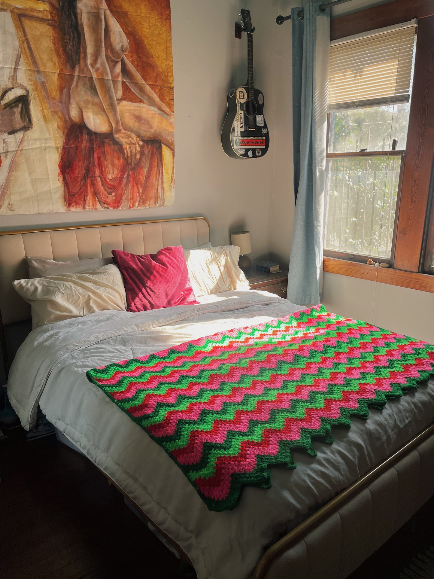 Vintage Afghan Knit Blanket