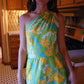 60s Floral One Shoulder Maxi Dress