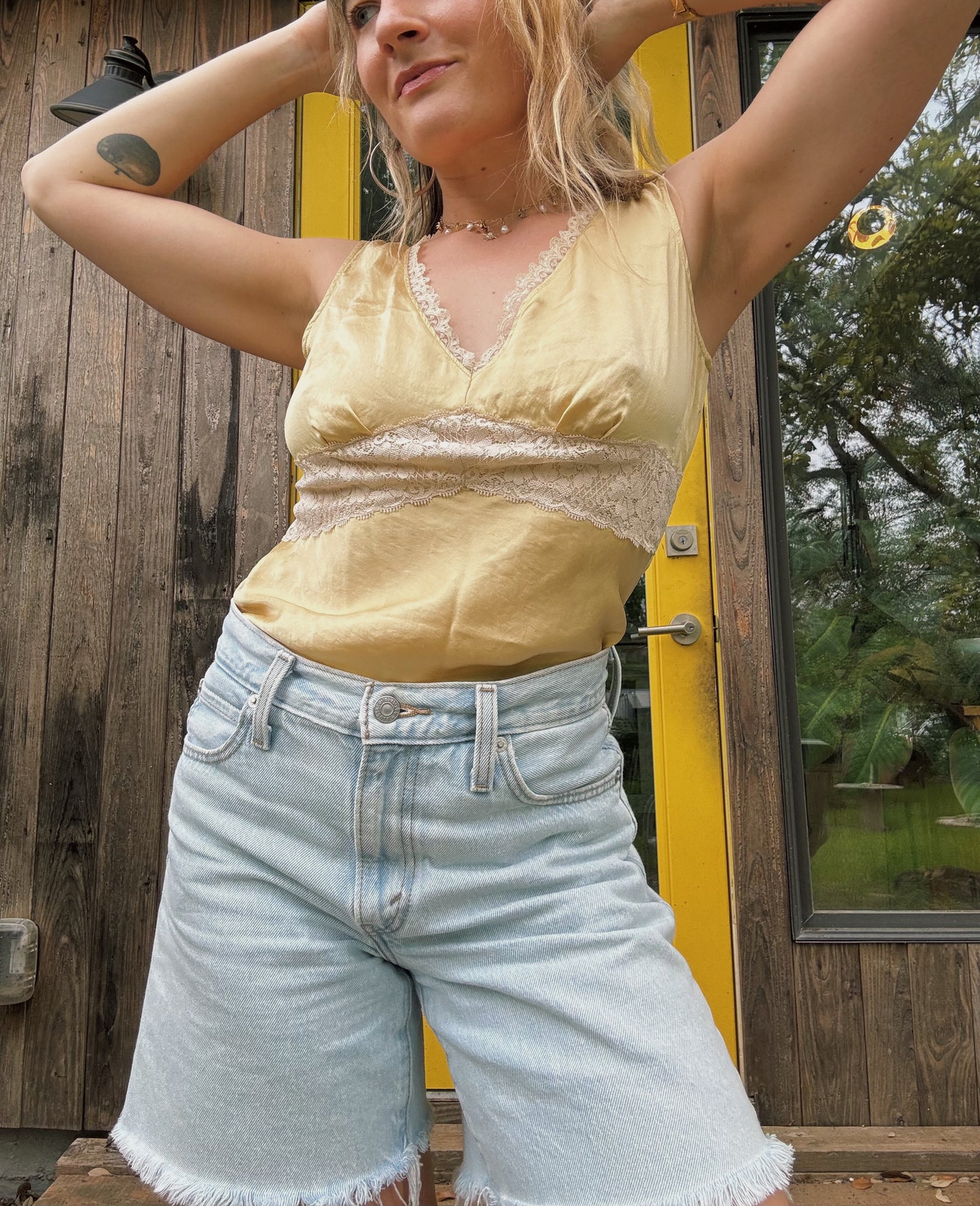 90s Buttery Yellow Silk Tank